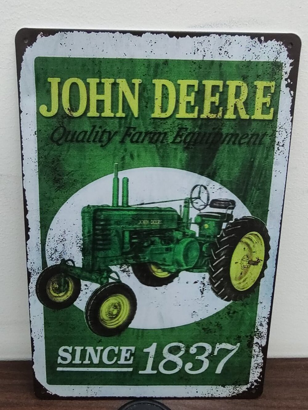 John Deere Farm Tractor Heavy Equipment Metal Tin Sign Shop Wall Decor 12x8